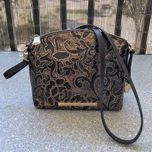 BRAHMIN BLACK AND GOLD leather women's bag